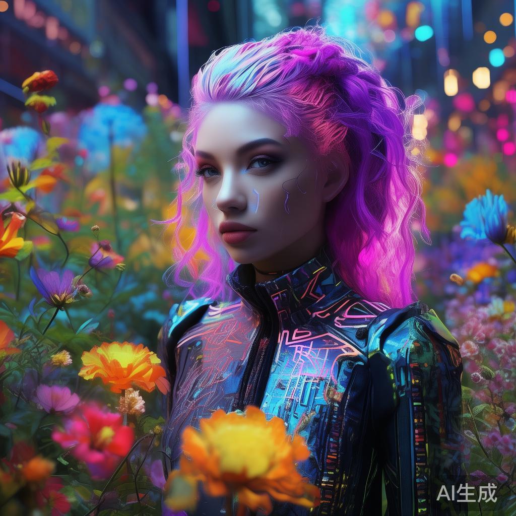 科技与艺术,花卉与炫酷女的完美融合 科技与艺术,花卉与炫酷女的完美融合