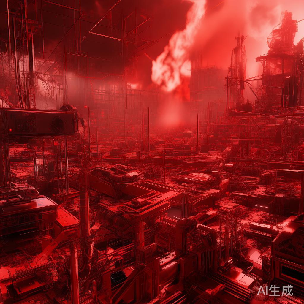 红色科技，从革命记忆到新时代的创新（背景图，科技感十足的红色时代场景）