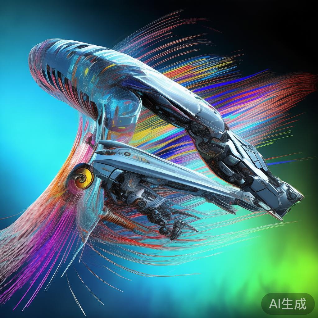 科技驱动，高科技动态线条素材图片在机器人手臂与飞行器中的创新应用